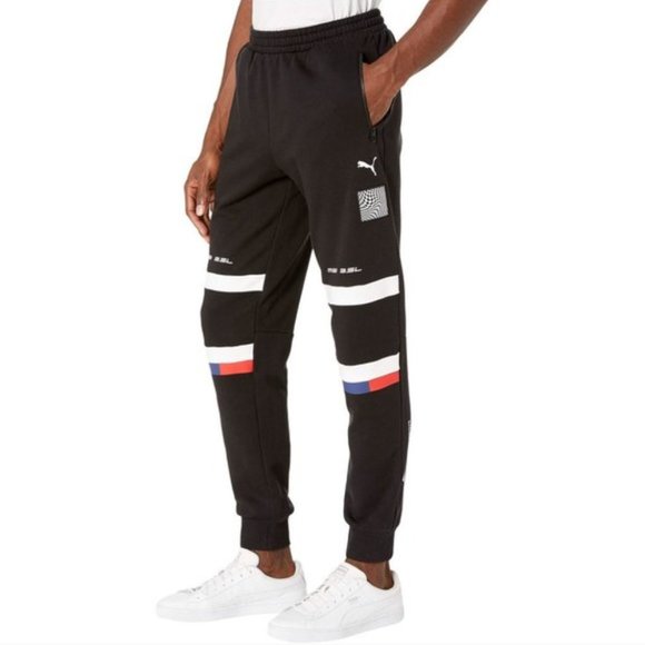 NWT Mens Puma BMW Motorsport 100% Cotton Black Athletic Sweat Pants Size L - Picture 1 of 14